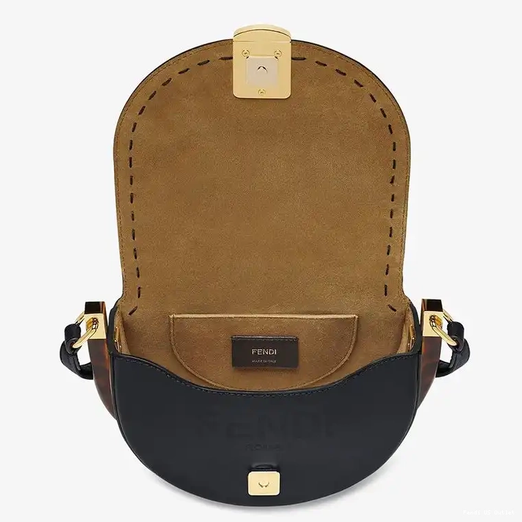 Cheap Leather Bag Logo Black Fendi In Moonlight ROMA Calf 0414 HOT SALE